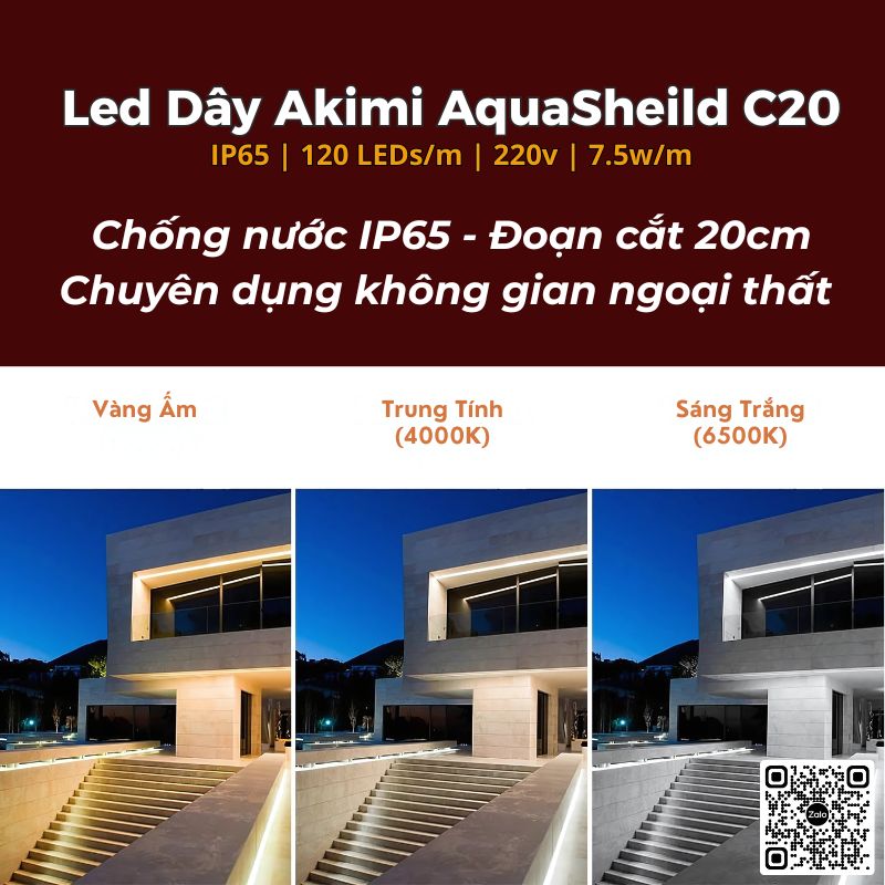 LED Dây Ngoài Trời 220V – AquaShield C20: Giải Pháp Chiếu Sáng Chống Nước Chuẩn IP65